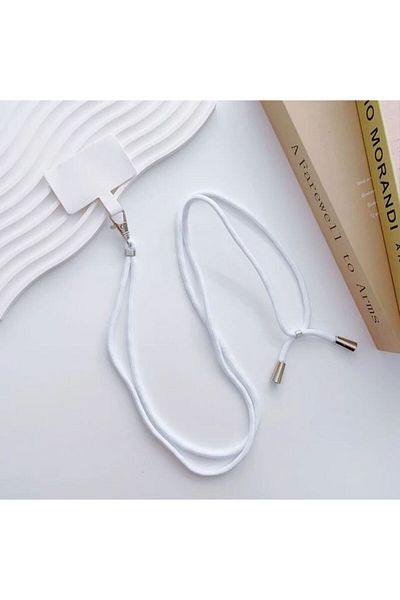 REDz Accessories Suport telefon cu șnur, material textil, reglabil, încuietori cu cheie, alb