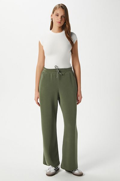 Ritnice Women's Modal Osha Wide Leg Khaki Sweatpants 11053