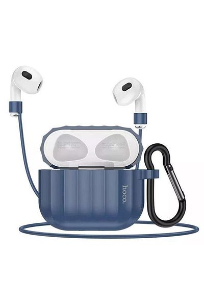 REDz Accessories Case for Apple Airpods 3, Hoco WB22 Glory Aeries, Carabiner hole, Silicone, Navy blue