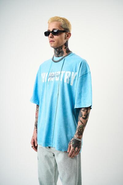 Respire Ανδρικό μπλουζάκι Chemistry Printed Washed Oversize Μπλε