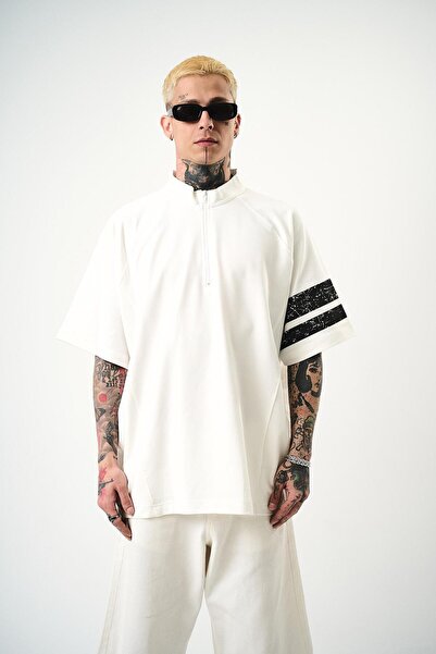 Respire Ανδρικό μπλουζάκι 84 Zone Printed Oversize Ecru
