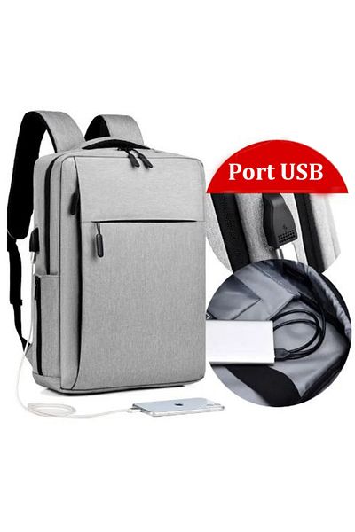 REDz Accessories Laptop Backpack, USB Charging Port, Multifunctional, Compatible 16.1", Textile, Gray