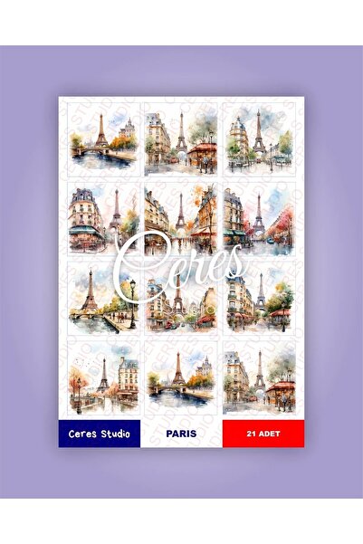 Ceres Studio Fransa Paris Eyfel Tema Sticker Set France Eiffel 2 Sayfa 21 Ade...