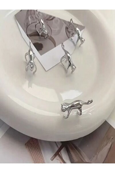 FT Tasarım Gümüş Kaplama Kedi Tasarım Kıkırdak Küpesi – Kararmaz & Antialerjik Küpe