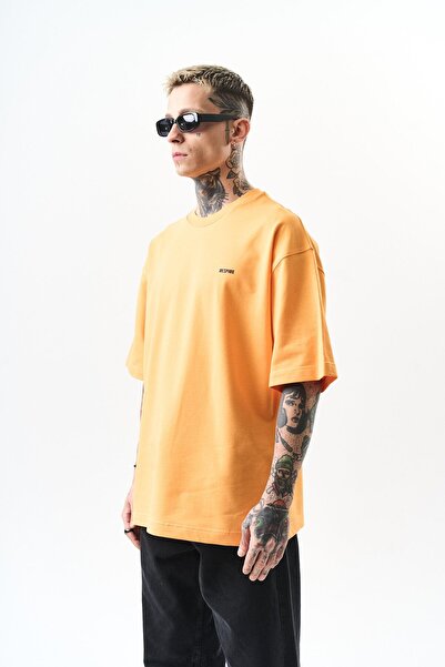 Respire Men's Respire Text Detailed Oversize T-Shirt Orange