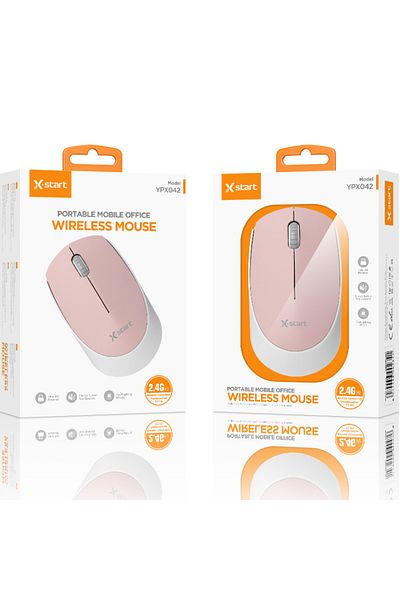 REDz Accessories X-START YPX042 Mouse, 2.4G Connection, USB, 1000 DPI, Ergonomic and Portable, Pink