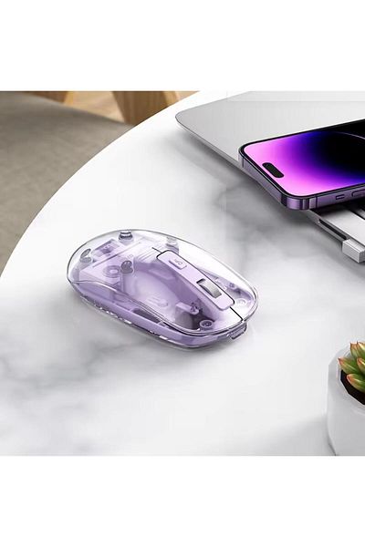 REDz Accessories Hoco GM29 Wireless Mouse, 2.4G and Bluetooth 5.0 Connection, USB Connector, Adjustable DPI, Lilac