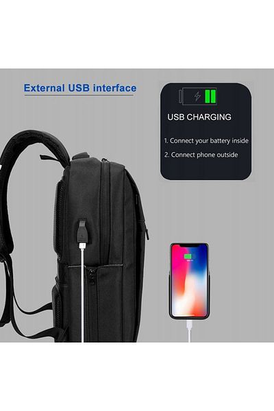 REDz Accessories Rucsac pentru laptop, port de încărcare USB, multifuncțional, compatibil cu 16,1", textil, negru