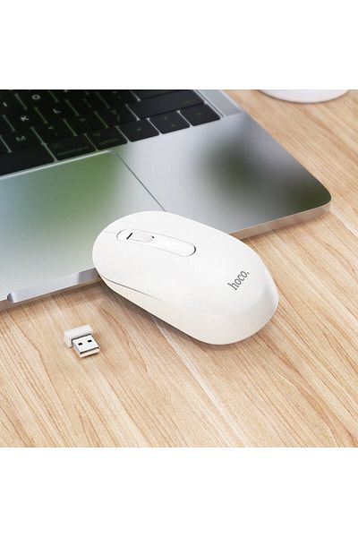 REDz Accessories Wireless Mouse, Hoco GM14 Platinum, 2.4G Connection, USB, Universal, White