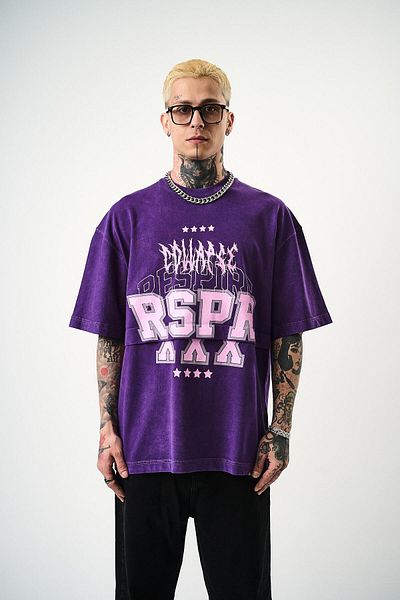 Respire Ανδρικό μπλουζάκι με στάμπα Respire Washed Oversize Μωβ