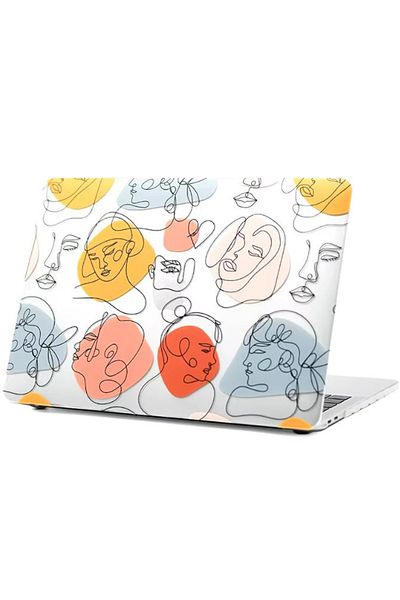REDz Accessories Husă cu fețe, design artistic, compatibilă cu MacBook Air 13,6", transparentă și multicoloră