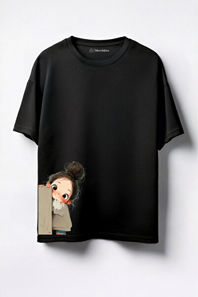 Merch&ice تي شيرت مطبوع عليه فتاة صغيرة للجنسين مقاس كبير