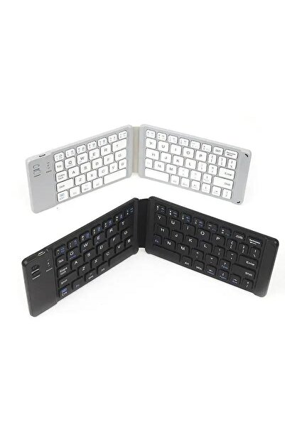 REDz Accessories Μίνι πληκτρολόγιο διπλής αναδίπλωσης, Bluetooth, χωρητικότητας 90mAh, λεπτό και πτυσσόμενο, μεταλλικό, μαύρο