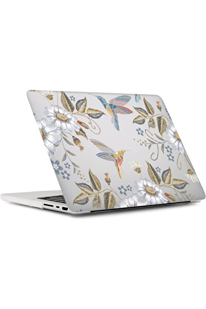 REDz Accessories Carcasă Hummingbird and Flowers, design artistic, compatibilă cu MacBook Touchbar Air 13", transparentă