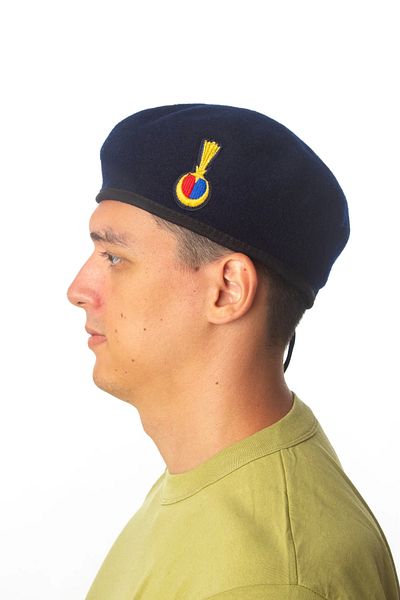 İZMİR ASKERİ MALZEME Gendarmerie Asayis Astsubay Specialist Sergeant Navy Blue Colored Cockade Side Beret