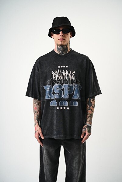 Respire Чоловіча футболка з принтом Respire випрана оверсайз чорна