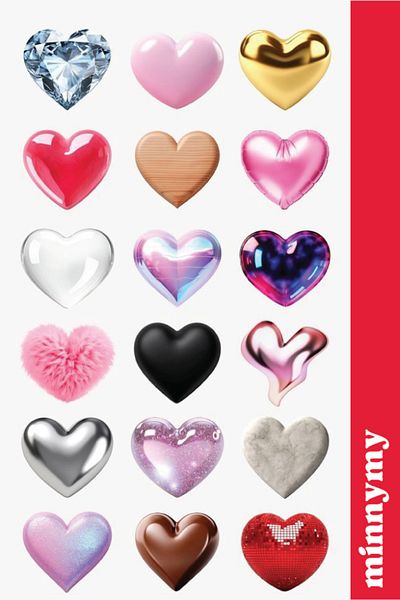 Minnymy Heart Collection, Heart Sticker, Sticker, Agenda, Diary, Planner, Bullet Journal, Scrapbook