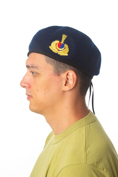 İZMİR ASKERİ MALZEME Gendarmerie Asayis Navy Blue Colored Cockade Officer Side Beret