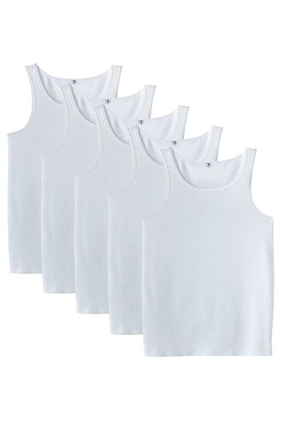 tambattal 5 Pcs Plus Size Cotton Classic Tank Top (Large Wide Fit)
