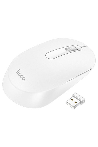 REDz Accessories Wireless Mouse, Hoco GM14 Platinum, 2.4G Connection, USB, Universal, White