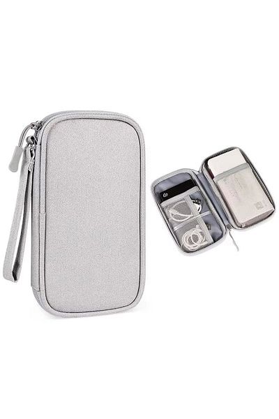 REDz Accessories Storage and Organization Case, 2 Pockets, Support Cord, Textile Material, Gray