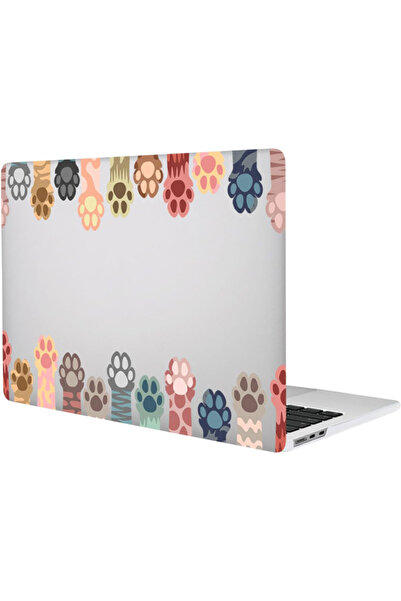 REDz Accessories Carcasă Cat Paws, design artistic, compatibilă cu MacBook Touchbar Air 13", multicoloră, transparentă