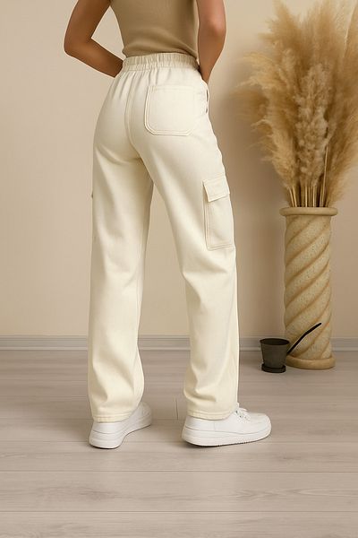 MIZUKI Women's High Waist Baggy Pants with Pockets - Oversize Relaxed Fit