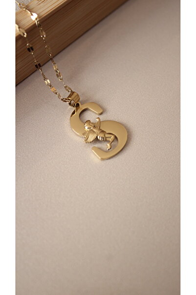 Tişt Accessory Kadın Gold Renk Melek Figürlü S Harfli Kararmaz Çelik Tasarım ...