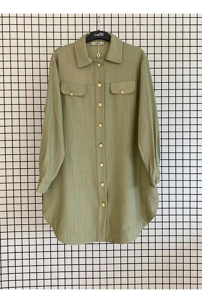 Armine Trend Buttoned Back Detailed New Style Strawberry Fabric Modern Tunic
