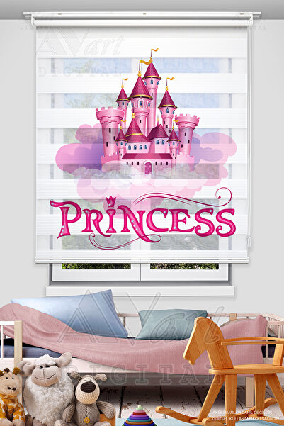 Avart Digital Prenses Şatosu Baskılı Perde - Çocuk Odası Perdesi - Baskılı Ze...