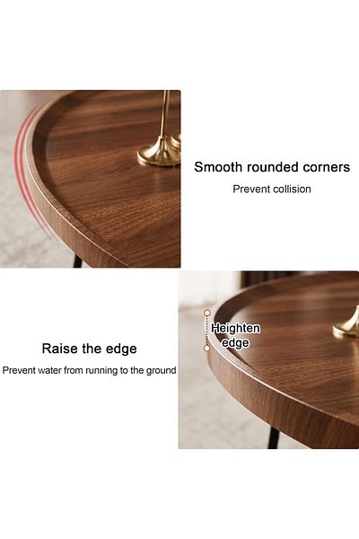 1st Set of 2 Round Wooden Coffee Tables in Various Sizes with Metal Base