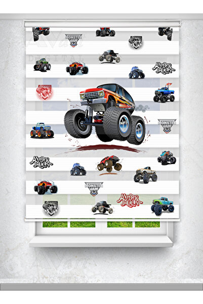 Avart Digital Kamyonet Baskılı Çocuk Odası Zebra Perde