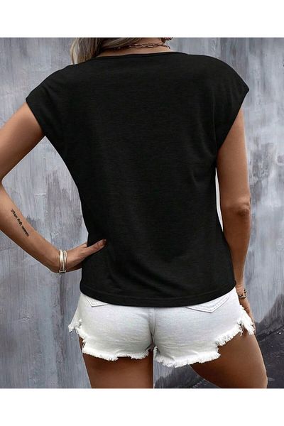 khufu Μπλουζάκι με στάμπα με καρδιά V-NECK Trend Oversize casual
