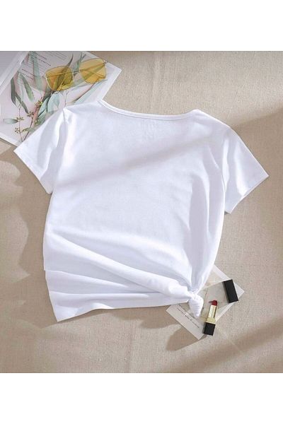khufu V NECK χωρίς εκτύπωση Trend Oversize Tshirt casual