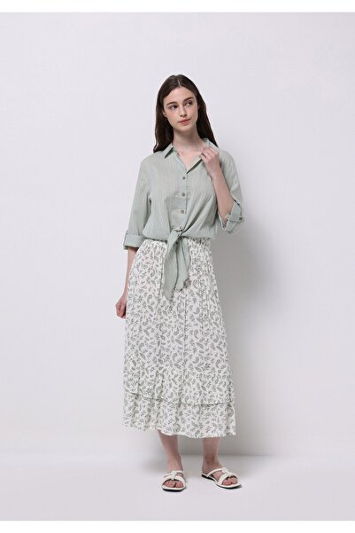 Colin's Regular Fit Shirt Neck Düz Kadın Yeşil Roll-up Gömlek