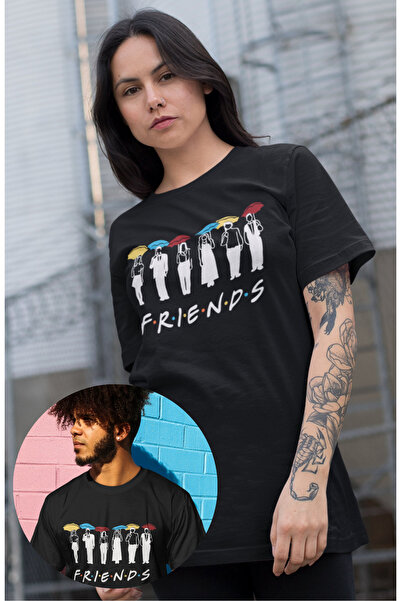 Fuddy Moda Friends Written Lik s Štampano majica, unisex Friends serija Štamp...
