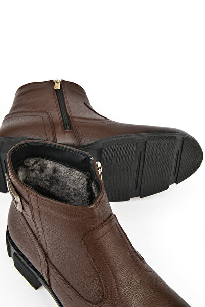 Ziya , Erkek Hakiki Deri Kürklü Bot 153999Z044 Kahve