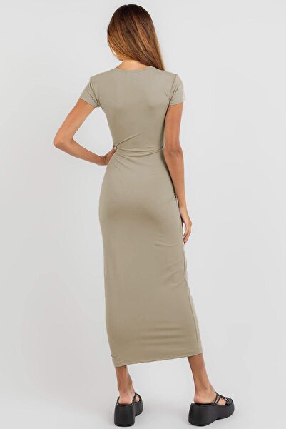 Madmext Μπεζ Basic Half Fisherman Μακρύ Φόρεμα MG1856