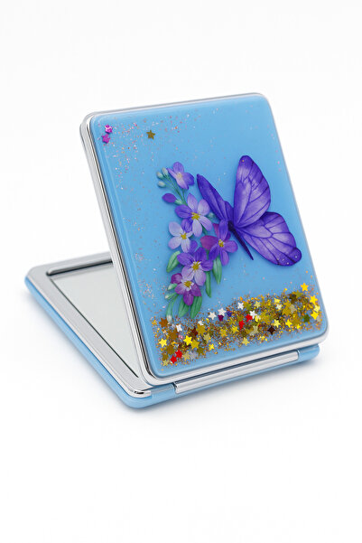 MakeWell Kelebek Tasarımlı Sulu Simli Çocuk Cep Aynaları Küçük Cep Aynası Kur...