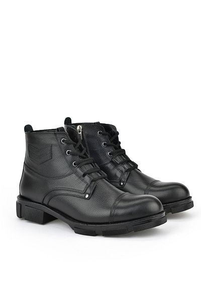 Ziya , Ανδρικές Γνήσιες Δερμάτινες Μπότες Shearling 153999Z045 Μαύρο