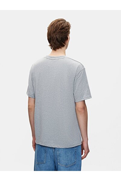 Ltb Базовий слоган, друк, без коміра, вільний сірий футболка