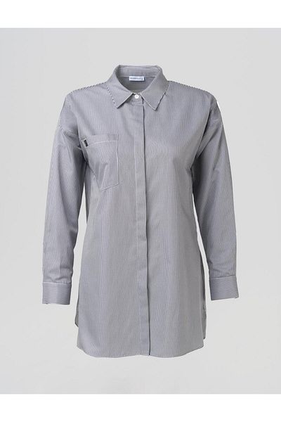 Kayra Single Pocket Basic Tunic Black