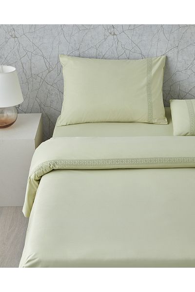 English Home Lace Elegance Kopanakili Perkal Single Duvet Cover Set 160X220 cm Green