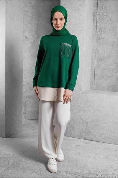 Alvina 45153 Model Garnished Tracksuit Tunic