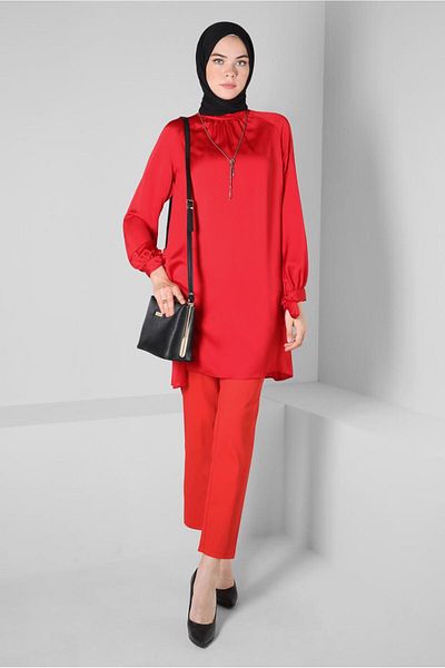 Alvina SATIN TUNIC WITH BINDING DETAIL ON CUFFS 43526