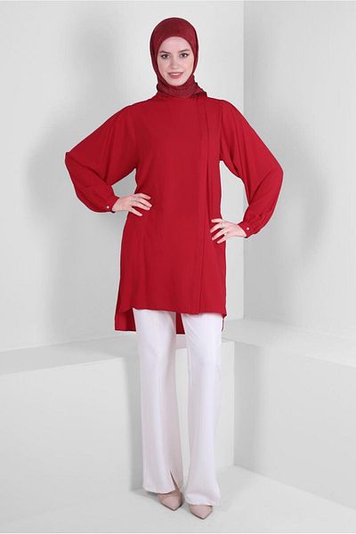 Alvina HIDDEN BUTTON TUNIC WITH COLLAR BINDING DETAIL 43508