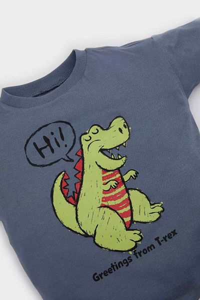 DeFacto Dinosaur Printed Light Indigo Baby Boy Top and Bottom Set E1152A5/In13
