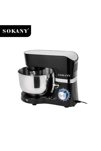 SOKANY Electric Stand Mixer 6.5L, 10 Speed+Pulse, S/S Bowl, 3 Tools: Beater, Whisk, Dough Hook SK-270 Black