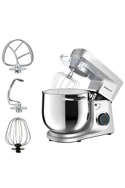 SOKANY Electric Stand Mixer, 6-Speeds Kitchen Machine 1700W with 11L Stainless Steel Bowl,Y-Stirrer,Silver