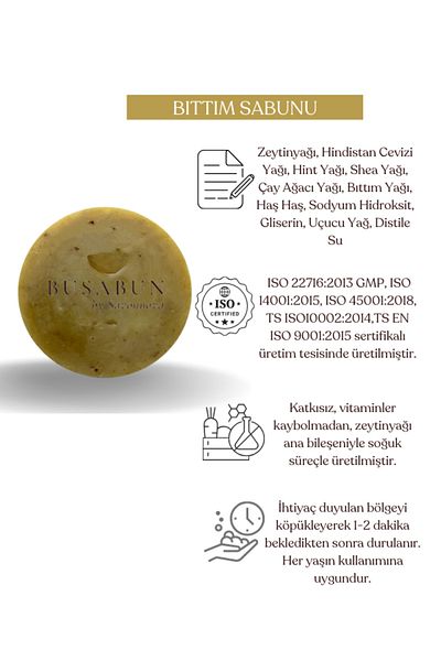 Kozmetigo Natural Bıttım Soap 4x100 GR Additive-Free Soap for Skin Problems and Personal Care